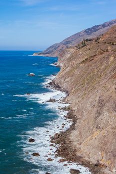 A view out to sea on a sunny winter's day along Big Sur coastline in California, USA