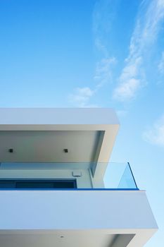 Architectural detail of a luxury modern house on the Mediterranean coast, summer holiday and real estate concept