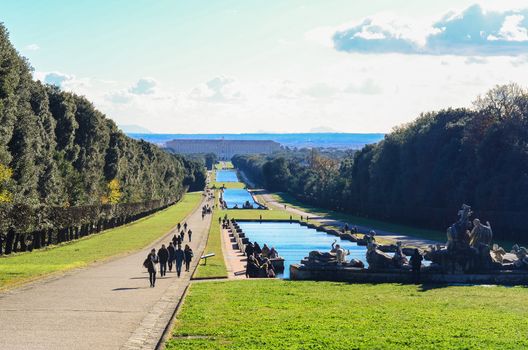 View of the grand Cascade of Royal Palace of Caserta