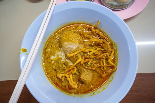 Khao Soi, Curried Noodle Soup thai food local food  in CHIANGMAI, THAILAND