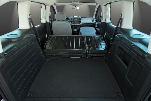 Empty trunk with folded seats of the large passenger car