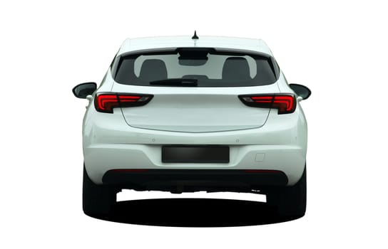 white hatchback on white background