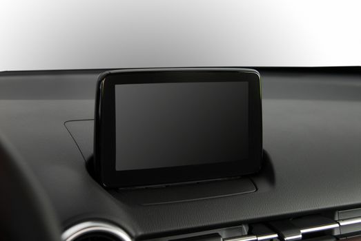 Modern car dashboard. Screen multimedia system. Interior detail