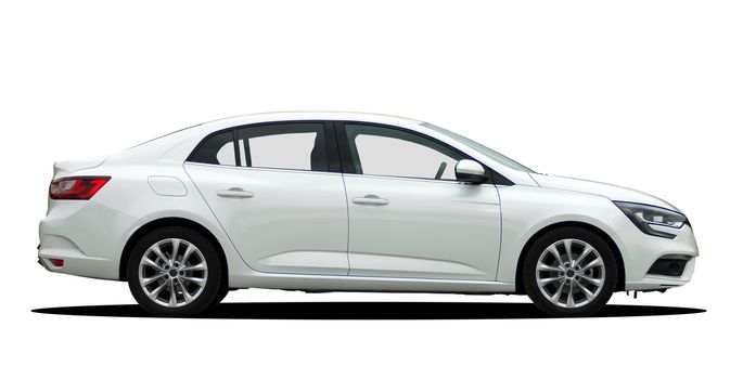 sedan, car on white background