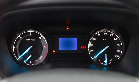illuminated instrument panel with the passenger car