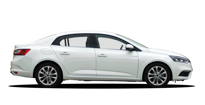 sedan, car on white background