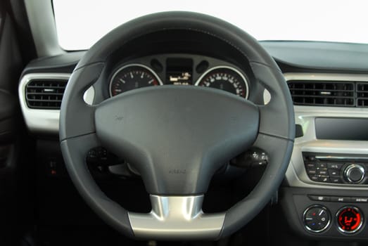 steering wheel in the new modern car
