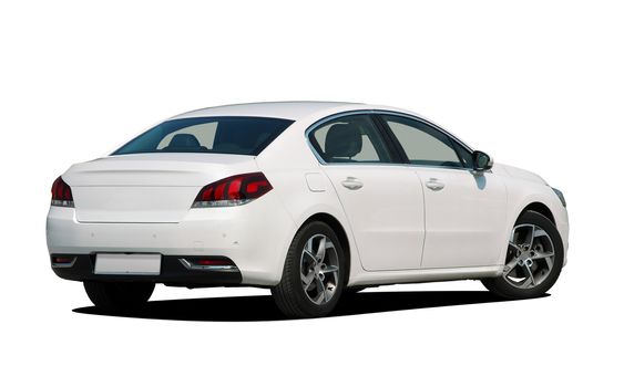 white sedan on white background