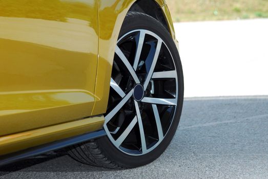 tire and alloy wheel on a passenger car