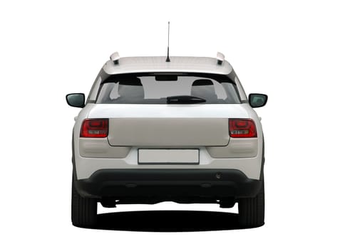 white hatchback on white background