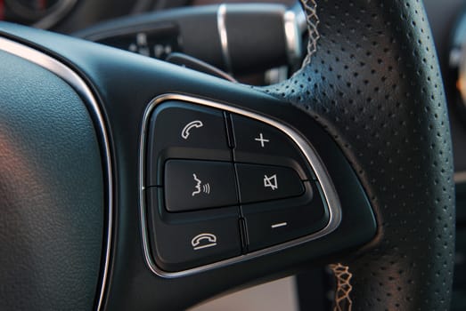detail on the steering wheel with controls