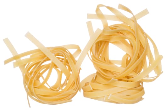 pasta nest close up on a isolated white background.
