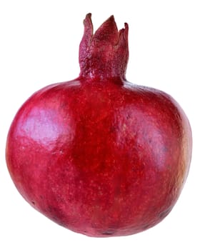 Ripe wet pomegranate isolated on a white background.