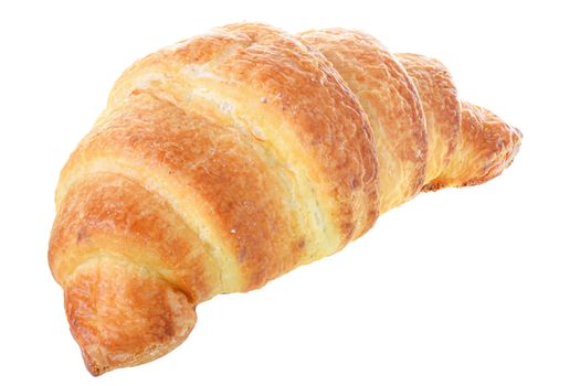 Traditional french pastry croissant isolated on white background.