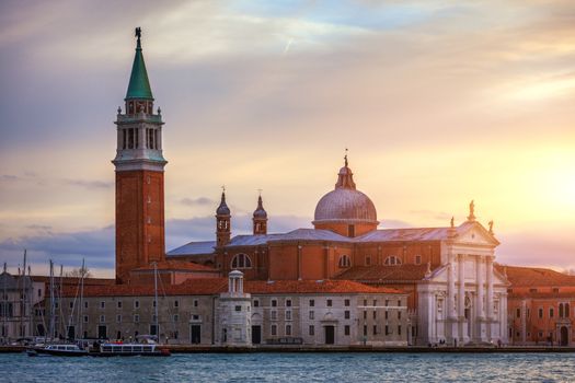 Venice looking over to San Giorgio Maggiore from near St Mark's Square in Italy. Venice Canal Grande with San Giorgio Maggiore church, Venice, Italy
