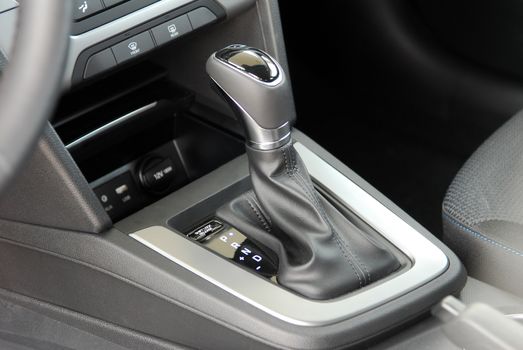 automatic selector lever in the passenger car