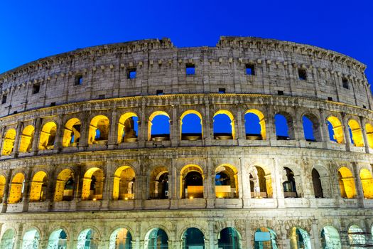 View of Colosseum in Rome at sunrise, Italy, Europe