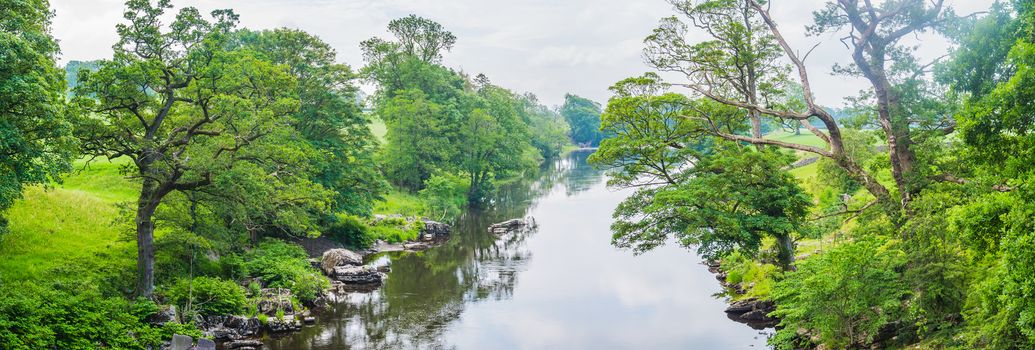 Panorama of the river Lune at Kirkby Lonsdale in Cumbria
