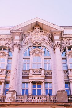 Exterior facade of classic building in the European city, architecture and design detail