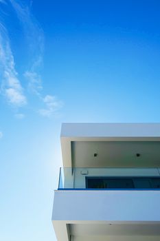 Architectural detail of a luxury modern house on the Mediterranean coast, summer holiday and real estate concept