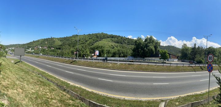 Almaty, Kazakhstan - June 4, 2020: View to East bypass road, it is one of the main roads in the city of Almaty