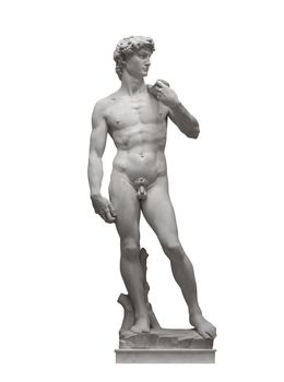 Michelangelo's David statue isolated on white. Clipping Path included.