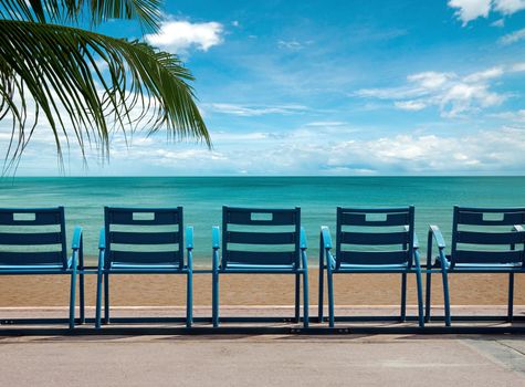 Deck Chairs in front of the sea, Nice, France