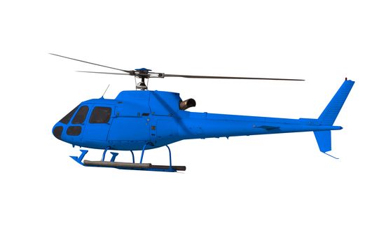 Blue helicopter isolated on white. Photo with clipping path.