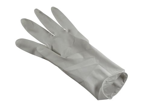 Medical rubber glove, isolated on white background. Clipping Path included.