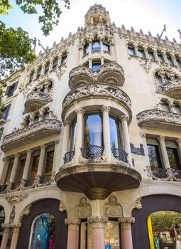 Casa Lleo Morera in Barcelona, Spain. Was built in 1902-1906 by Catalan architect Domenech i Montaner.

Barcelona, Spain - July 5, 2016: Casa Lleo Morera in Barcelona, Spain. Was built in 1902-1906 by Catalan architect Domenech i Montaner.