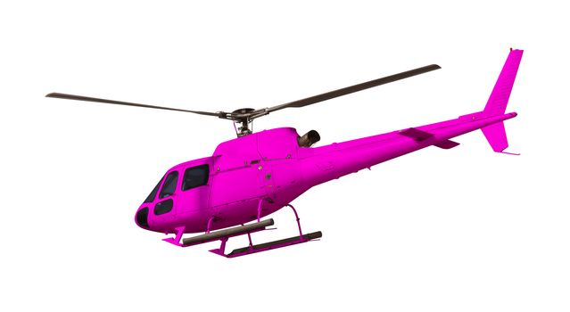 Pink helicopter isolated on white. Photo with clipping path.