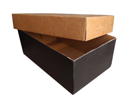 An open cardboard box, isolated on white background. Clipping Path included.