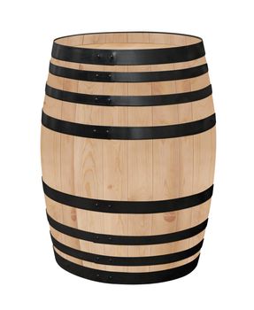 Oak barrel isolated on white. Clipping path included.