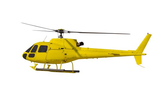 Yellow helicopter isolated on white. Photo with clipping path.