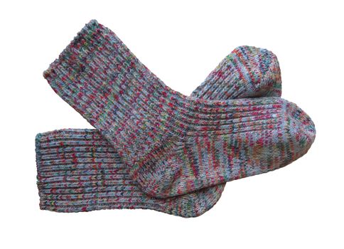 Pair of woolen socks isolated on white background. Clipping Path included.