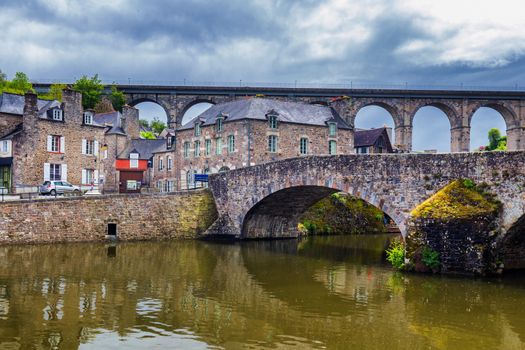 The picturesque medieval port of Dinan on the Rance Estuary, Brittany (Bretagne), France