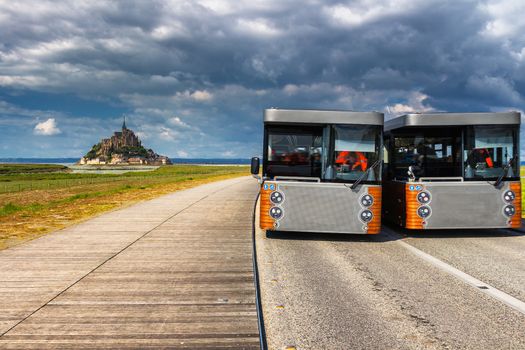 Beautiful Mont Saint Michel cathedral on the island, Normandy, Northern France, Europe