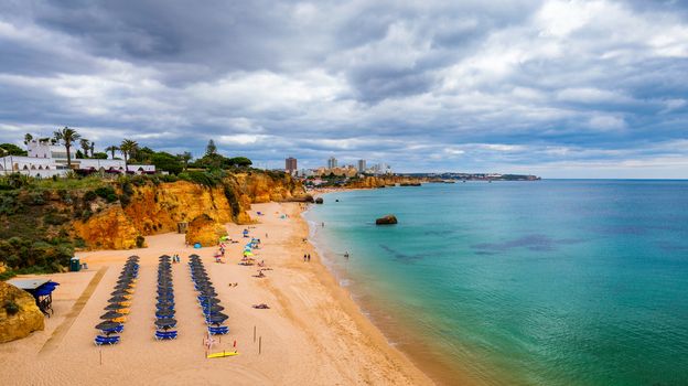 Beach of Barranco das Canas in Portimao, Algarve, Portugal. Praia do Barranco das Canas in Portimao, Portugal, Algarve.