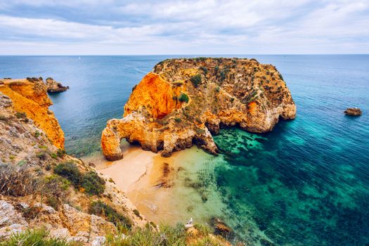 Joao de Arens beach (Praia João de Arens), Algarve, Portimao, Portugal. Remote beach, hidden beach, Praia da Ponta Joao de Arens, Portimao, Algarve, Portimao.