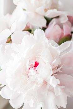 Bouquet of peony flowers as luxury floral background, wedding decoration and event branding design