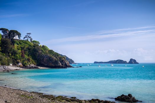 Cancale view, city in north of France known for oyster farming, Brittany.