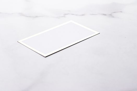 Chic business card or invitation mockup on marble background, paper and stationery branding design