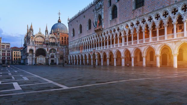San Marco square with Campanile and Saint Mark's Basilica. The main square of the old town. Venice, Italy.