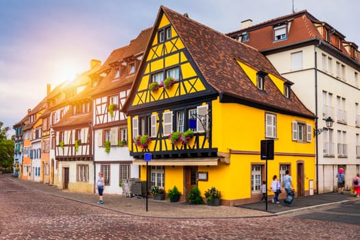 Colmar, Alsace, France. Petite Venice, water canal and traditional half timbered houses. Colmar is a charming town in Alsace, France. Beautiful view of colorful romantic city Colmar, France, Alsace.