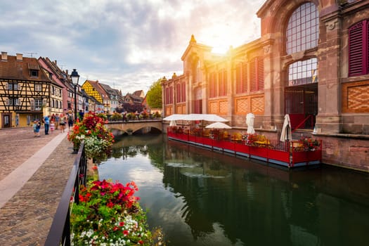 Colmar, Alsace, France. Petite Venice, water canal and traditional half timbered houses. Colmar is a charming town in Alsace, France. Beautiful view of colorful romantic city Colmar, France, Alsace.