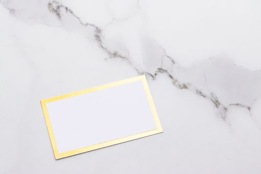 Chic business card or invitation mockup on marble background, paper and stationery branding design