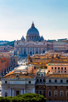 Vatican city. St Peter's Basilica. Panoramic view of Rome and St. Peter's Basilica, Italy