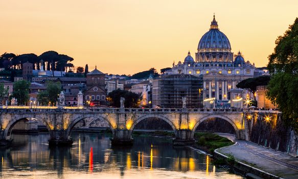 Vatican city. St Peter's Basilica. Panoramic view of Rome and St. Peter's Basilica, Italy