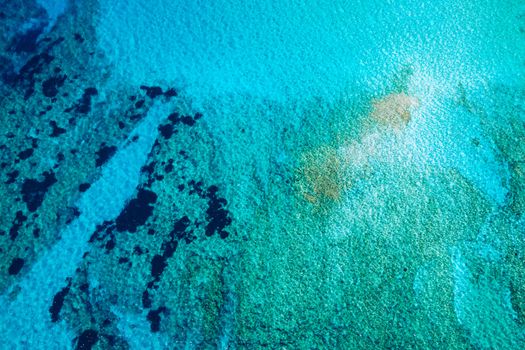 Aerial shot of beautiful turquoise beach Falasarna (Falassarna) in Crete, Greece. View of famous paradise sandy deep turquoise beach of Falasarna (Falassarna) in North West, Crete island, Greece.