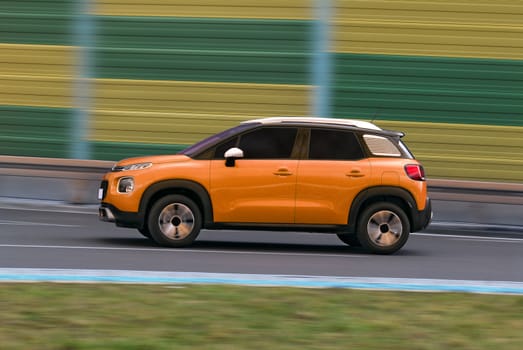 car photographed at high speeds